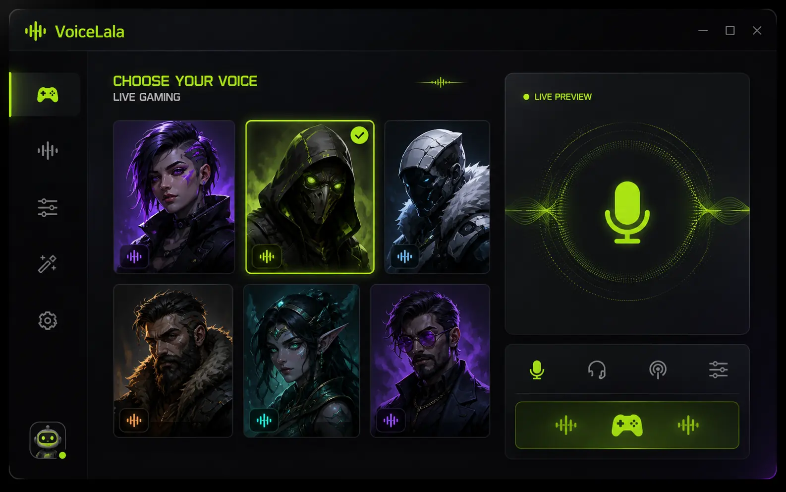 VoiceLala pick a voice screen