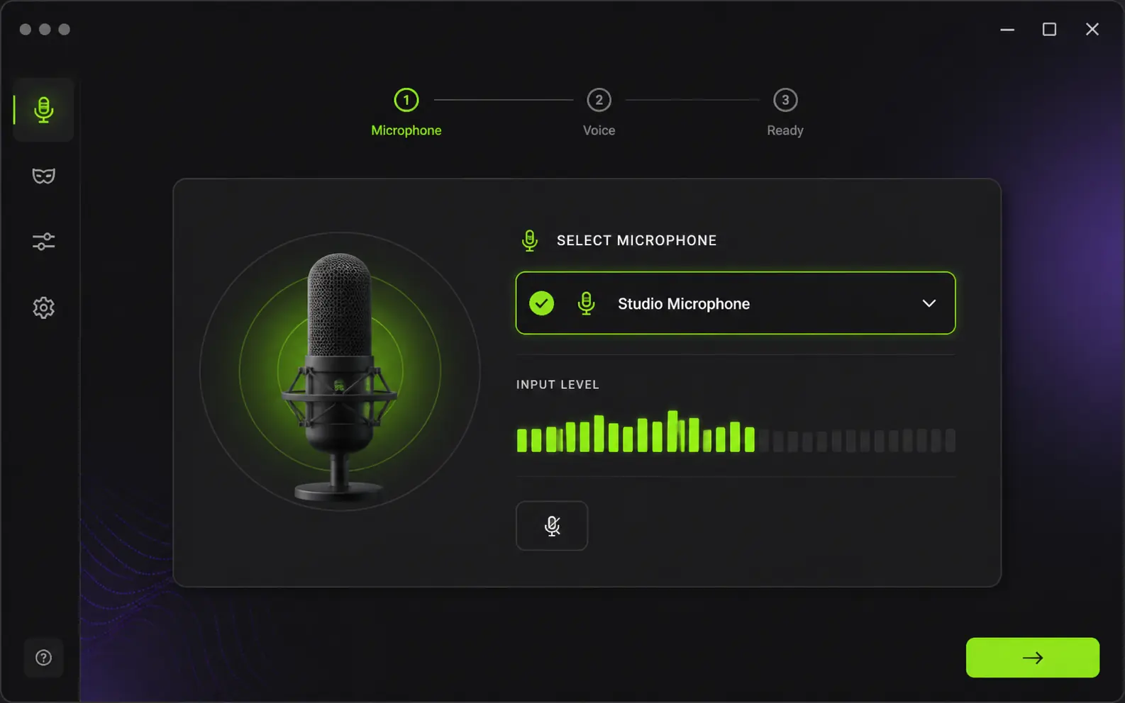 VoiceLala connect your microphone screen
